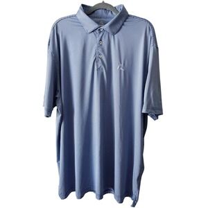 Rhoback Performance Polo Shirt Mens XXXL Blue Houndstooth Stretch Golf Tennis
